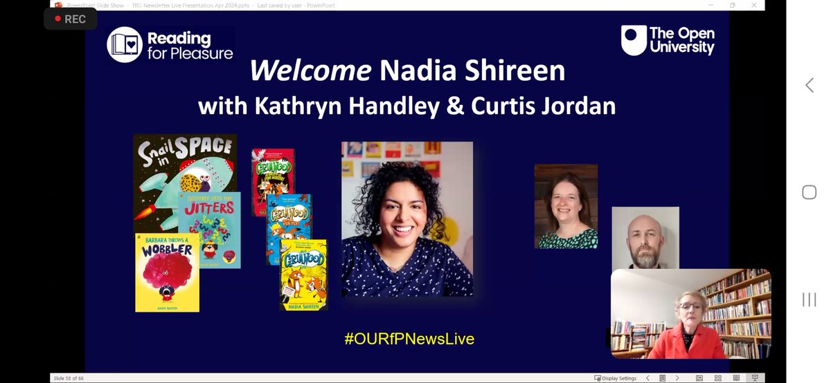 A great #OUrfP live newsletter. Thank you @TeresaCremin @PrimaryChamp @benniekara @MrCJordan22 very informative hour with lots of book recommendations. Also loved hearing from @NadiaShireen 🤍📚
