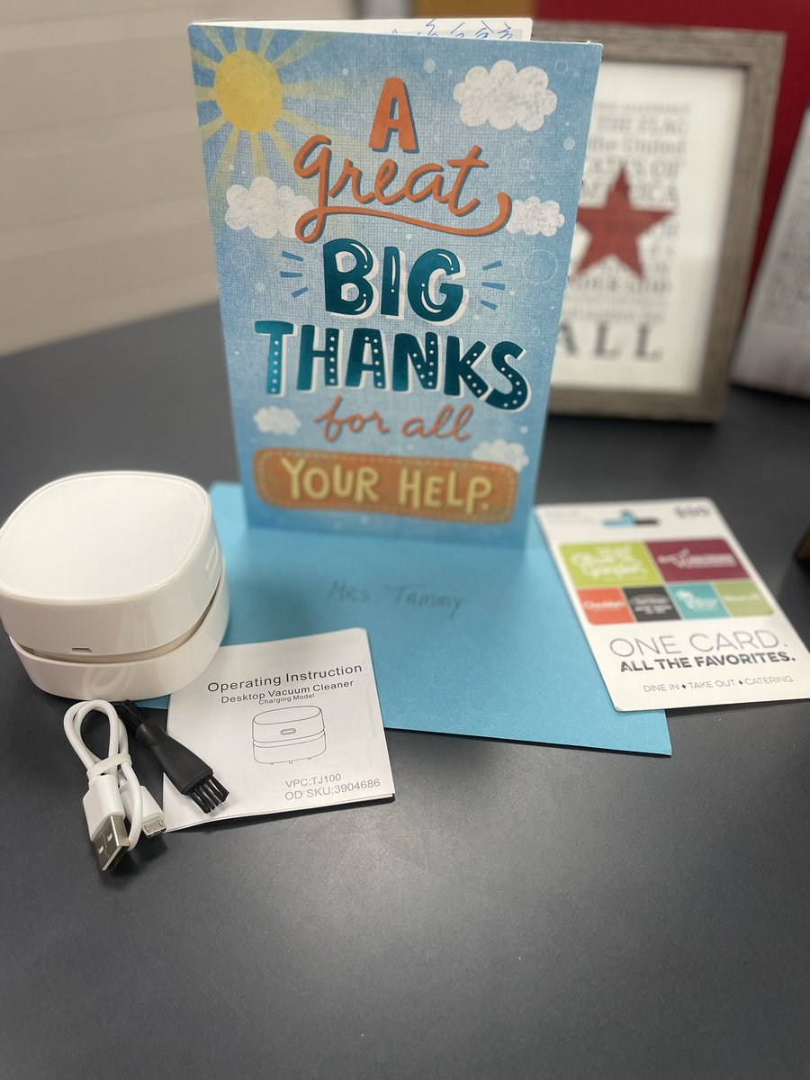 smithtam64's tweet photo. Burns Middle showing us the love on Administrative Assistant’s Day!  Thank you for our gift cards and our DESKTOP VACUUM CLEANERS!!  We feel appreciated every day!!  🥰🥰 #nomoredustbunnies @BurnsMiddleScho https://t.co/Q52pgTW7oz