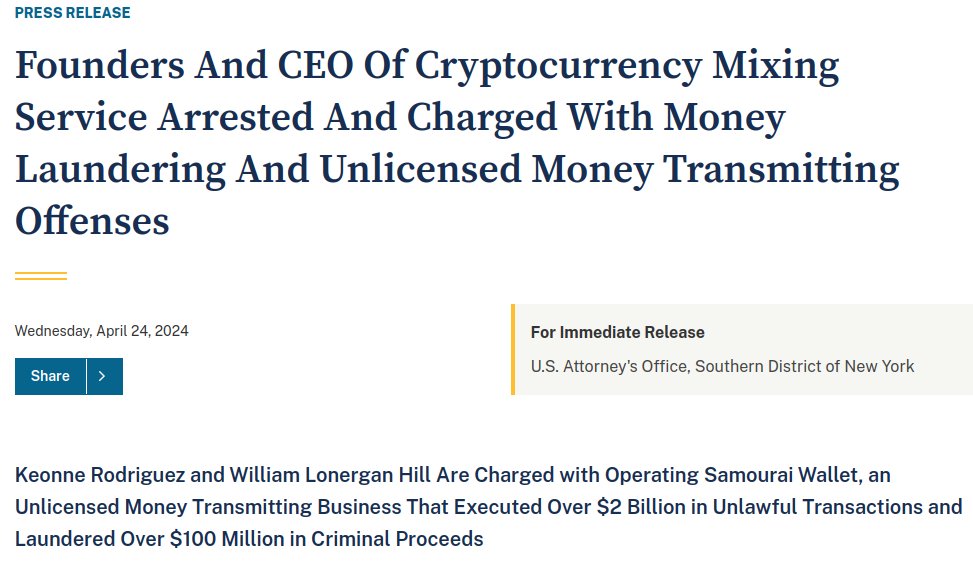 O fundador e CEO da carteira Samourai Wallet  foram presos por ajudar milhares de pessoas a transmitir #Bitcoin com privacidade. A Whirlpool coinjoin  iniciou um processo de descentralização semana atrás está funcionando normalmente 🌀
Samourai wallet descentralizada 🥷🏻🌀
