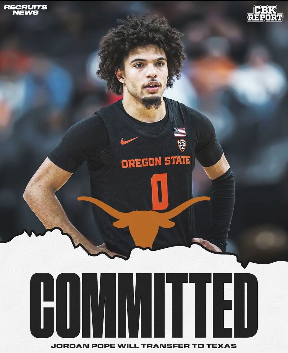 Oregon State guard Jordan Pope has committed to Texas! Pope averaged 17.6 PPG for the Beavers last season, great pickup for the Horns🤘