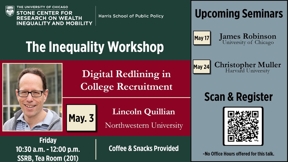 How do Google search results impact student choice when picking colleges? Explore how digital search advertisements function as a mechanism for the exploitation of disadvantaged groups in next week's Inequality Workshop with @NorthwesternU Professor @LincolnQuillian. 🔗…