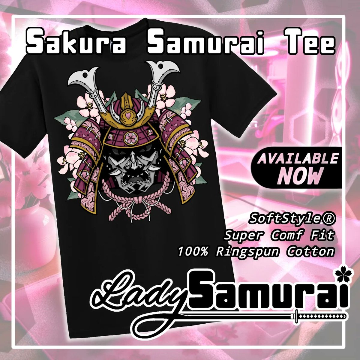 LadySamuraiLive's tweet photo. 👕 Merch store is finally open and ready to rock! 
➡️ Check out the latest designs at https://t.co/QzLawjRbFX via my Linktree in bio!
🌸 This first drop is for all the warriors who have supported me along this journey! Be fierce AND fashionable with the Sakura Collection. https://t.co/Tui0RI2aM1