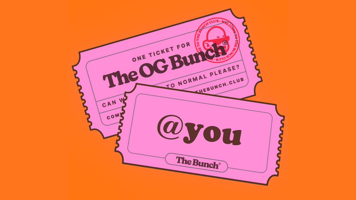 the day is coming 🔥 in the next few days we will announce the steps to get your OG ticket and early access to our discord, so don't waste time - drop your BRC address #ordinals - follow @thebunch_club, like and RT prove that you're cool enough to receive this ticket 🎫