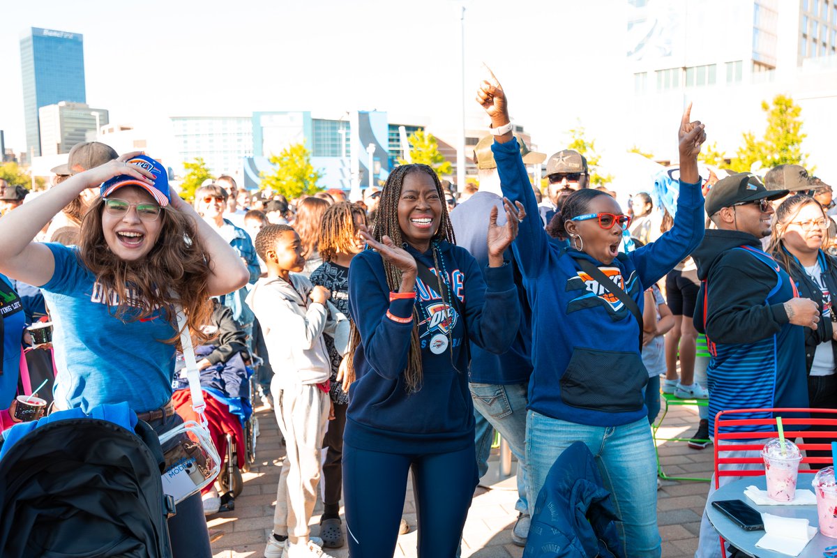 The party is on! 🥳 Get an early start on Game 2 at Thunder UP In The Park at the @ScissortailPark Plaza. Pregame festivities start at 5PM More info | bit.ly/3vXp8jX