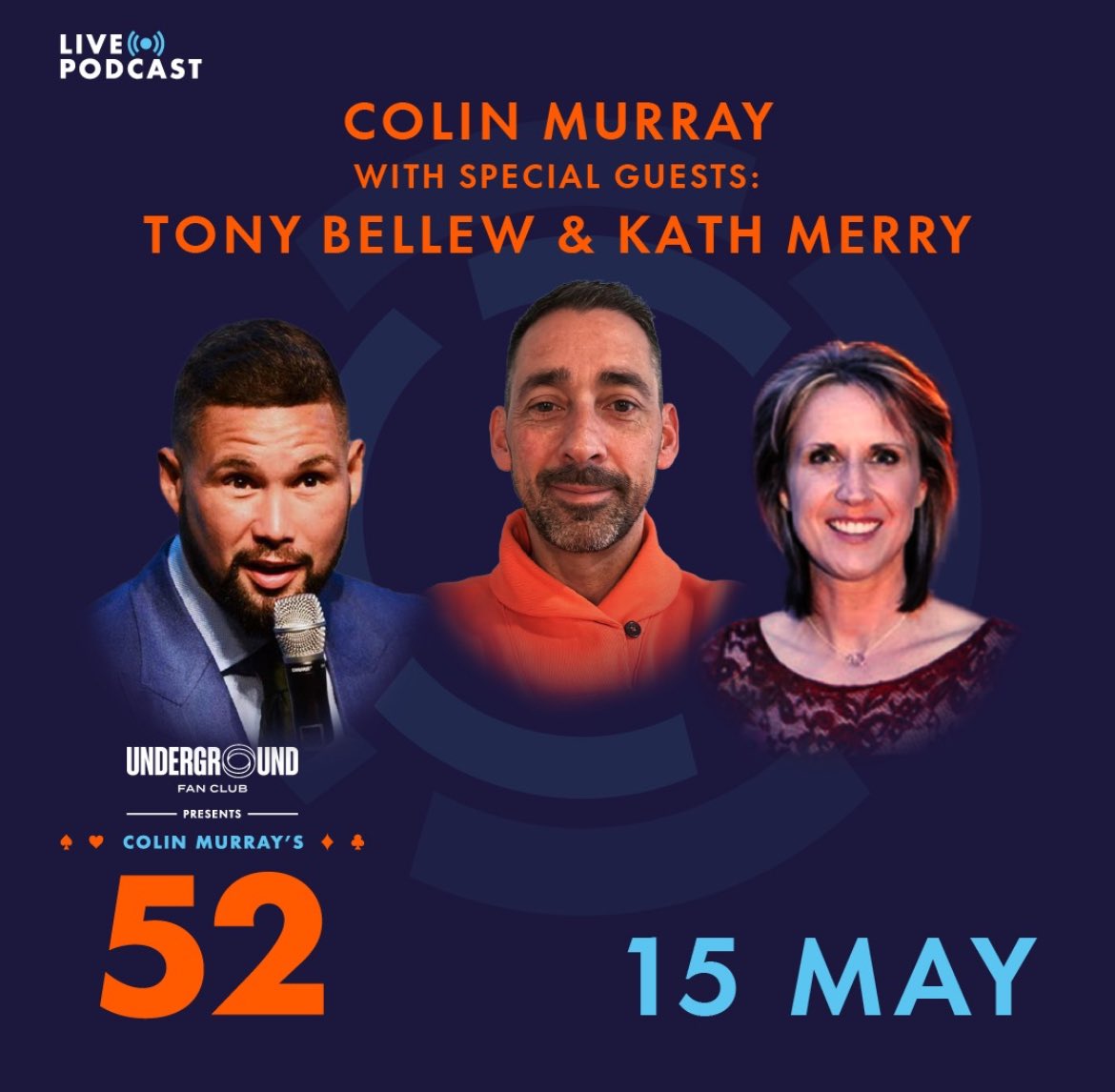 KatharineMerry's tweet photo. Excited to be on #ColinMurrays52 podcast with @colinmurray &amp; @theufanclub, sponsored by @grosvenorcasino 

Join myself and @tonybellew live from Manchester Didsbury on 15 May! 😀

Tickets available here- https://t.co/X7wLEWHLXl

18+ https://t.co/1AjrZMit58 https://t.co/2JVWj43k6Z https://t.co/TB0vHVhKfw