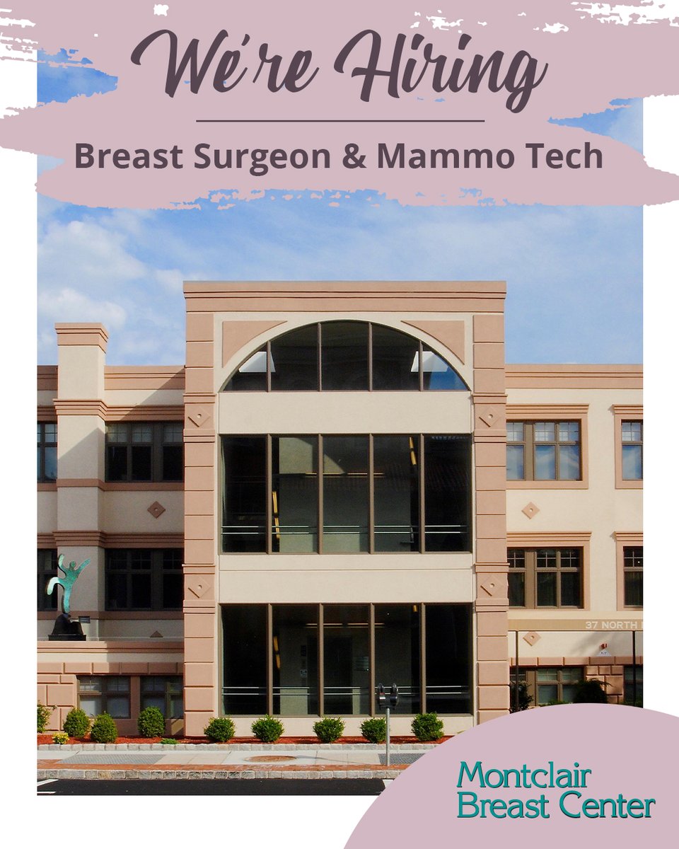 Our family is growing! Please email info@mcbreast.com and we'll pass along your information to the hiring team.

#MontclairBreastCenter #JoinOurTeam #FullTimeJob #BreastSurgeon #MammoTech