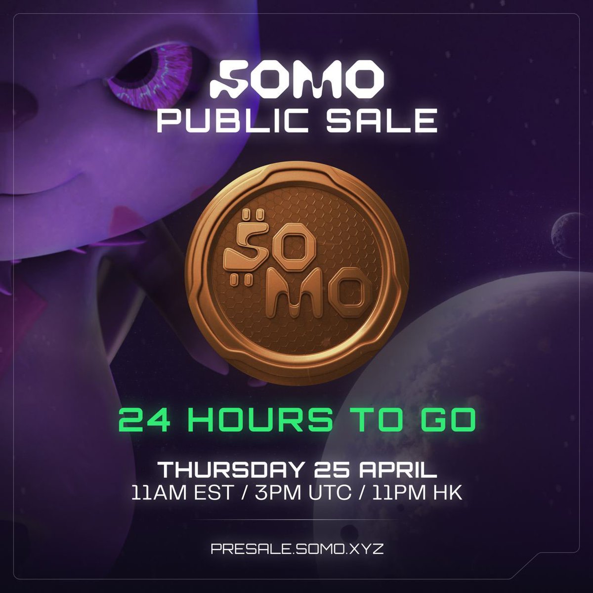 Get ready for the #SOMO revolution! The public sale starts tomorrow at 11 AM EST! 🤩 Be part of the next-gen gaming sensation —— that combines the thrill of collecting and evolving characters with the groundbreaking potential of blockchain. $SOMO is debuting on the Portal