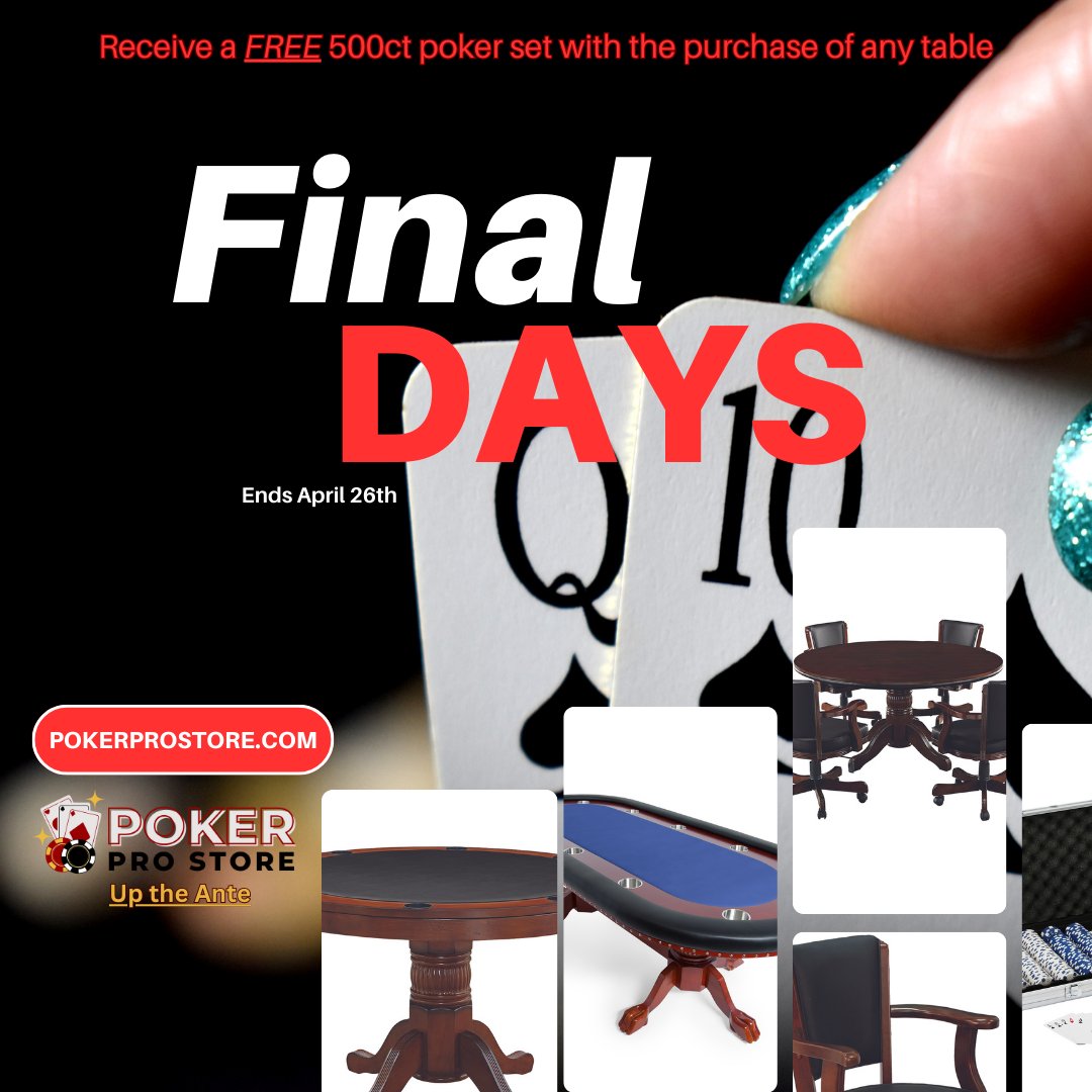 OhNoMelon's tweet photo. Get yours before this great offer ends this Friday, April 26!
Receive a FREE 500ct poker set with the purchase of any table!
Sign up for our newsletter or follow, like, comment, and share to receive a one-time use 5% off your order discount code!
https://t.co/HCDcaYwpgt https://t.co/Ic1Ta6tVxl