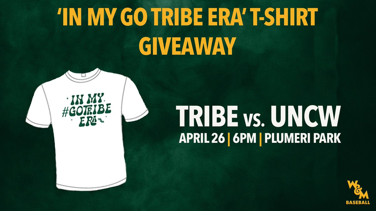 You know what never goes out of style? The 𝗚𝗿𝗲𝗲𝗻 & 𝗚𝗼𝗹𝗱 Be one of the first 100 @williamandmary fans at Plumeri Park Friday to get your #GoTribe Era t-shirt!