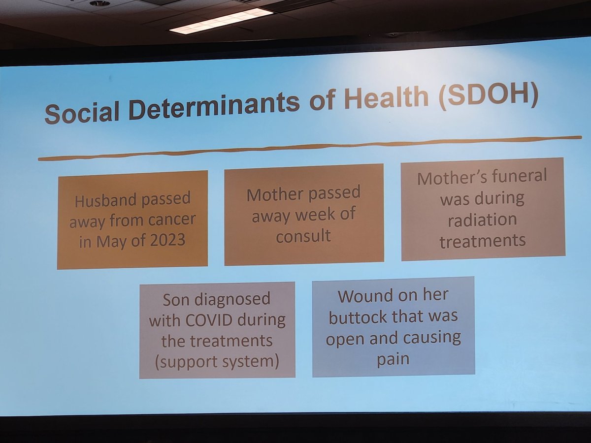 Going through a case study and these SDoH really caught me off guard. Not at all what I'm used to seeing on a slide yet crazy relevant. Nurses really do see, hear, and hold the whole person #ONSCongress #HealthEquity #SurvOnc #SuppOnc #MakeCancerLessShitty
