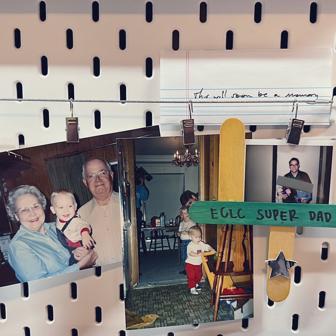 'This will soon be a memory' really stuck with me. Added it to the board. Pictures of me with my grandparents and me with my kids really drives it home 🥹