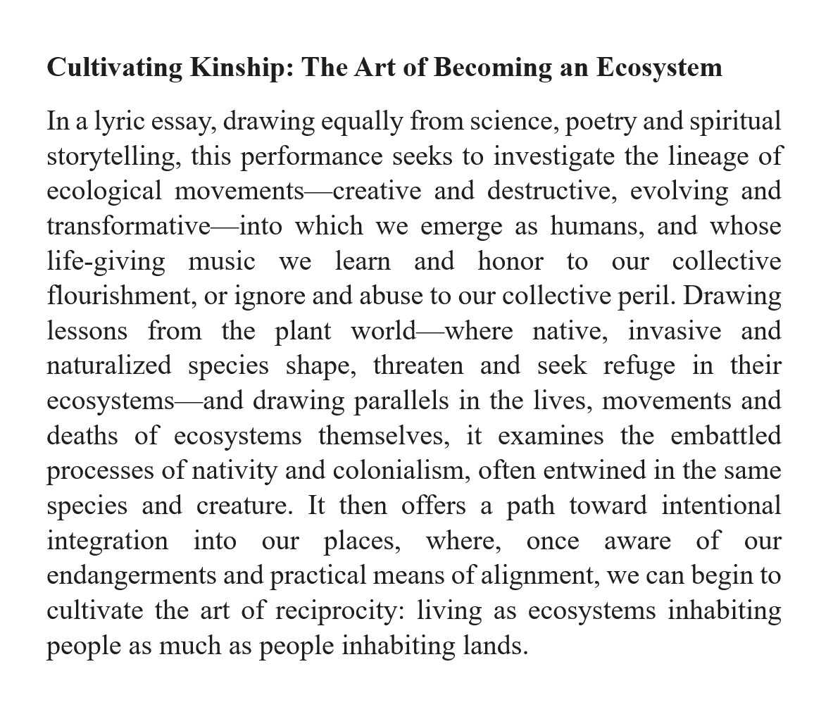 Short notice but I'm reading a lyric essay at Harvard Divinity School tomorrow on the art of becoming an ecosystem. Come see my inner eco-mystic flying at full passion! Reading from 6-7pm, EST. Summary below, DM if you want the Zoom link!