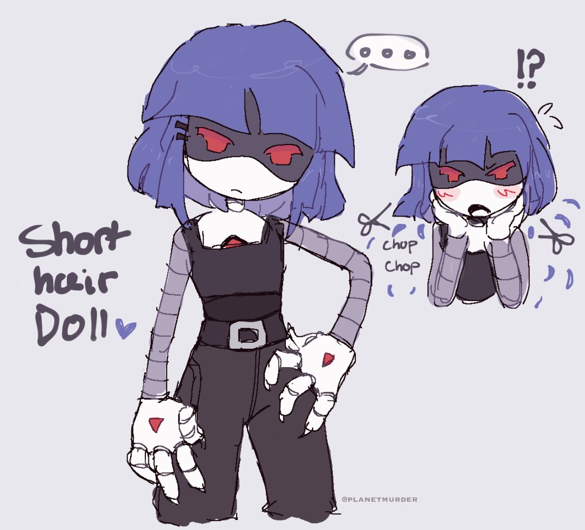 thinking about doll w short hair #murderdrones #girlslove