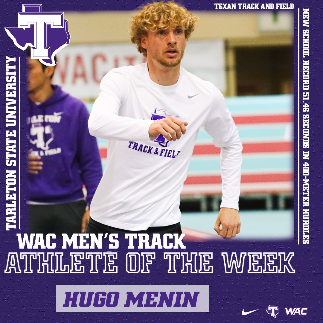 Hugo added WAC Men’s Track Athlete of the Week to his week after breaking the program record in the 400-meter hurdles on Friday‼️💨