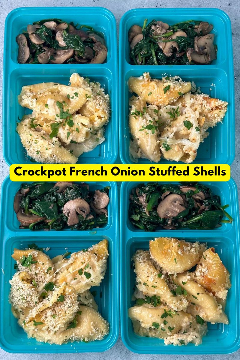 Crockpot French Onion Stuffed Shells - buff.ly/3VhFoGO #mealprep #mealplan #recipes #crockpot