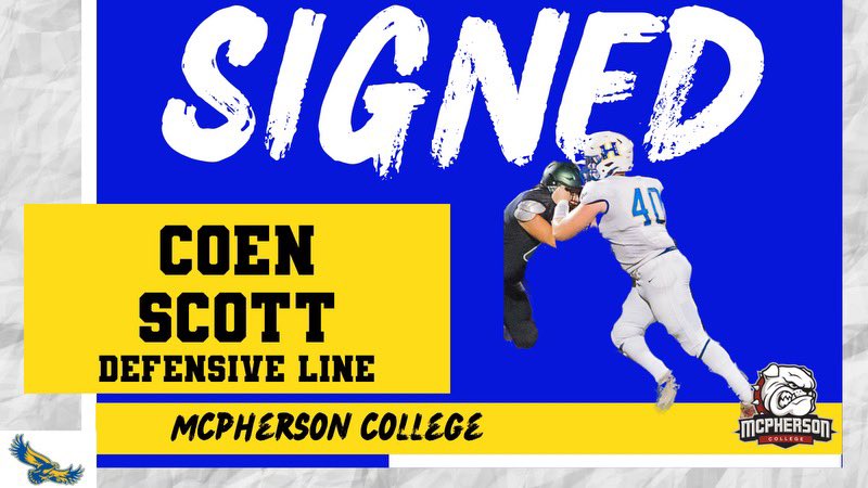 Congratulations Coen Scott! Buckeye Union High School Class of ‘24 Defensive Lineman! Committed to McPherson College!
