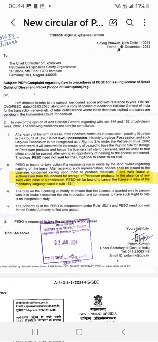 <a href="/PiyushGoyal/">Piyush Goyal</a> sir on dated 260224 peso agra cancelled my PESO license and not considered <a href="/PetroleumMin/">Ministry of Petroleum and Natural Gas #MoPNG</a> hold order of dated 060224 
1.Exp liccense no P/CC/UP/14/1585/P (40224)
M/s khandelwal brothers goverdhan distt mathura 
<a href="/PMOIndia/">PMO India</a> <a href="/HardeepSPuri/">Hardeep Singh Puri</a>
<a href="/ChairmanIOCL/">ChairmanIOC</a> <a href="/PetroleumMin/">Ministry of Petroleum and Natural Gas #MoPNG</a>