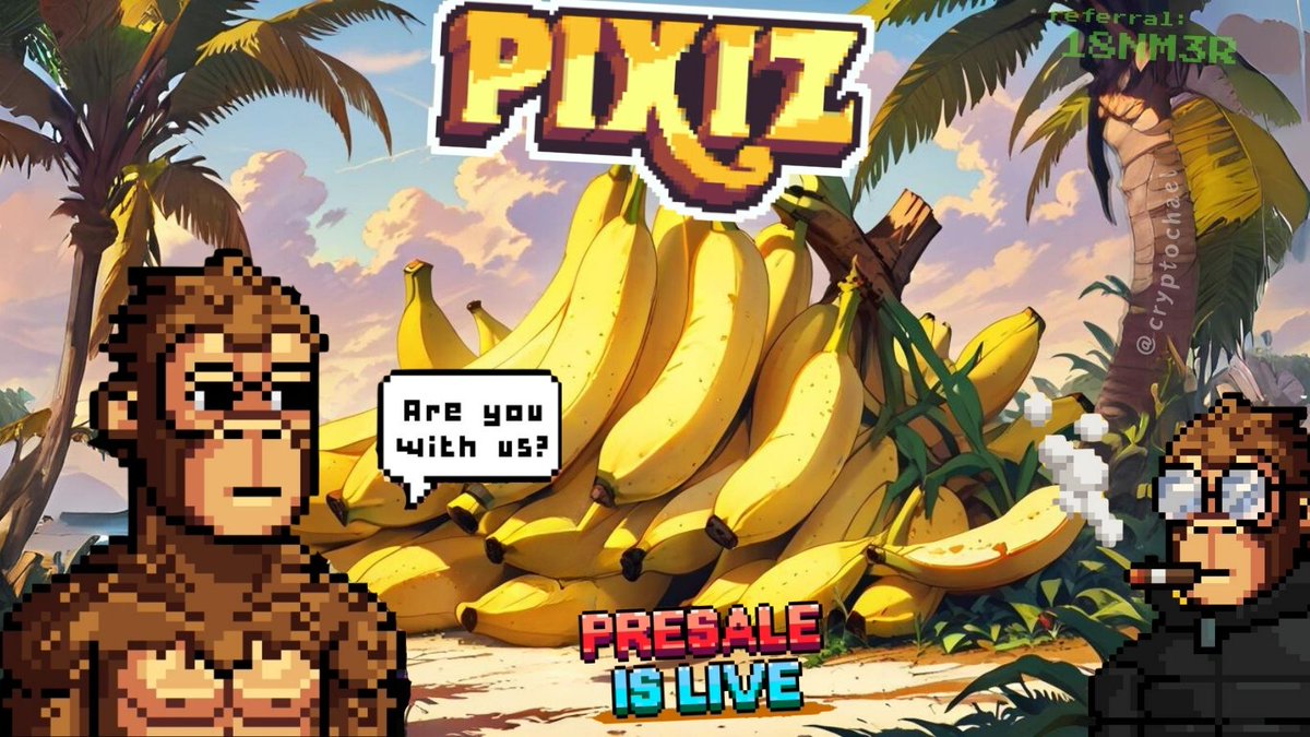 Join PLAY PIXIZ! 🌴 
Earn BANANAZ 🍌
 
Boost rewards with code 18NM3R, and track progress at farm.playpixiz.io 

🪂 Airdrop from $PIXIZ ! 

Mention $PIXIZ or <a href="/playpixiz/">Pixiz</a>  to join the fun! 🦍