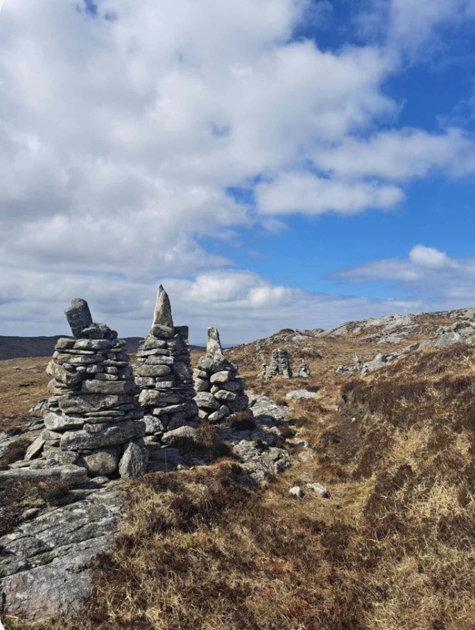 A friend walked out to Holasmul, quite the hike, and took these great photos of the stone row cairns there.
