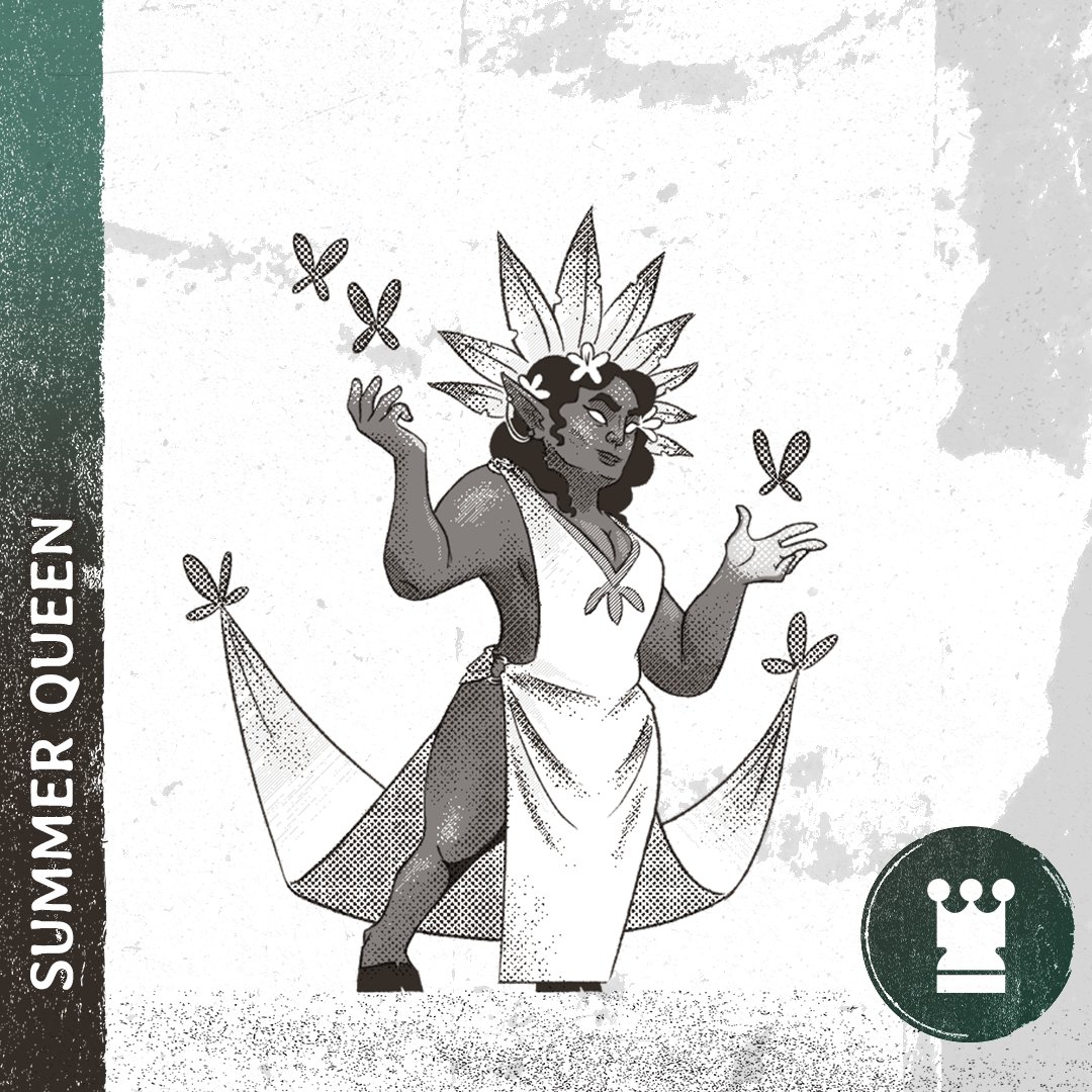 The Summer Queen. I've been inspired by @BProsaiko  game, Gothic Punk, and have been sketching out all of the premade characters in the game. Planning to release some paper minis for each faction.