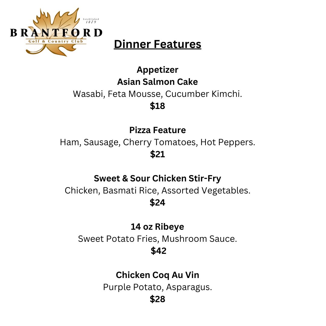 Terrace Room Dinner Features - April 24th