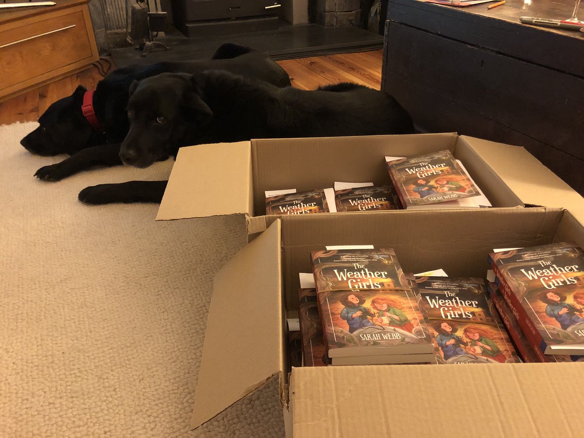 Signing copies of The Weather Girls for @HalfwayUpBooks with my best buddies. Lucky and Poppy both feature in the book! Official publication date is Mon 29th April. Signed and dedicated copies from the shop. I’ll be signing in lots of other shops too inc @DubrayBooks + indies.