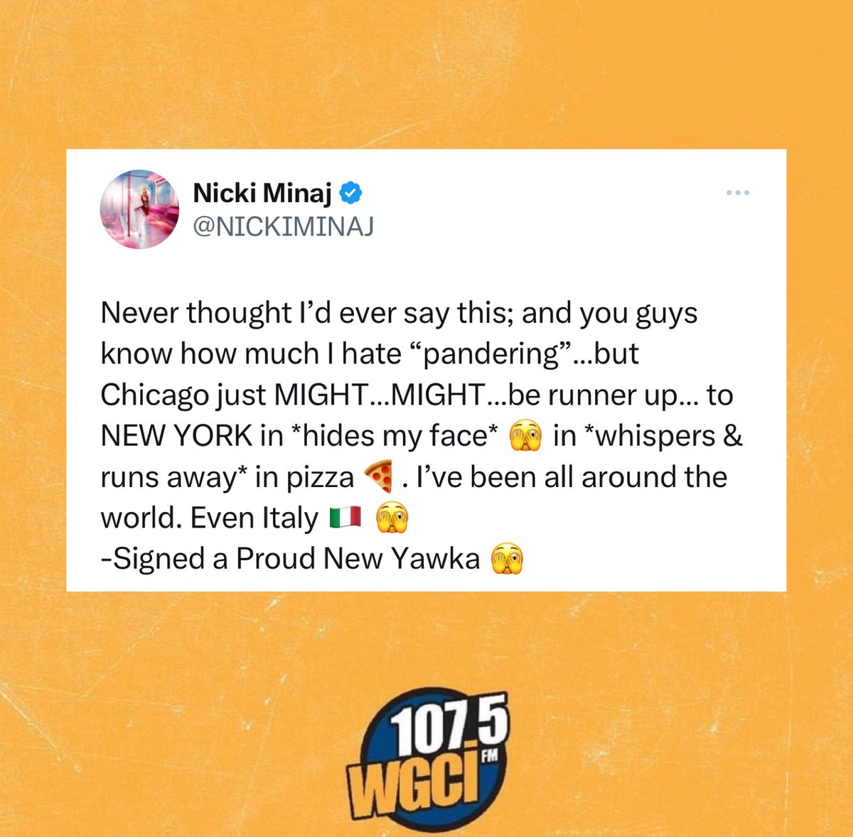 We love that you’re enjoying our city @NICKIMINAJ! 💯🔥 #Chicago