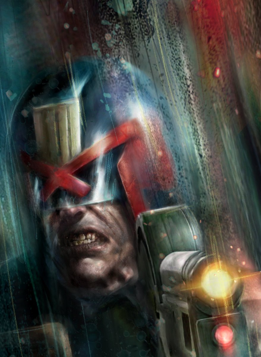 Sneaky (work in progress) peek from 'Judge Dredd: Iron Teeth' -  starting soon in @2000AD - six weeks of horror to scare you silly