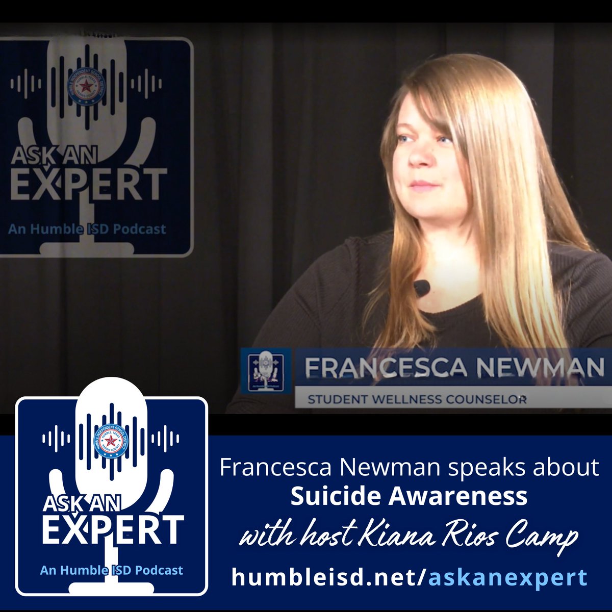 🎙️In Episode 12 of Ask an Expert, Francesca Newman, raises awareness about suicide and shares resources available to those experiencing a crisis. English: bit.ly/3xRmlJJ Spanish: bit.ly/4b7FGod Catch all episodes at humbleisd.net/askanexpert.