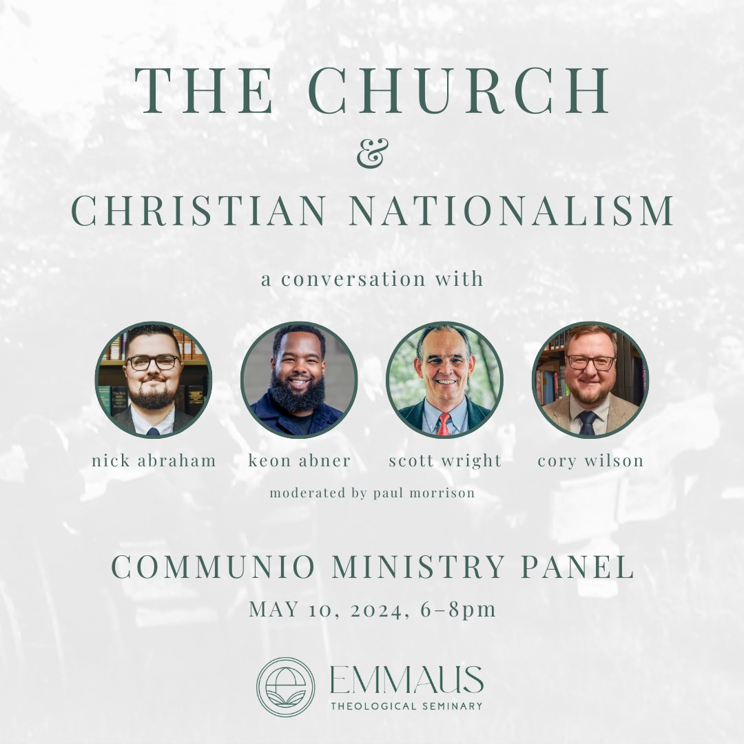 EmmausSeminary's tweet photo. Just over two weeks away from Communio! Students, faculty, and friends of Emmaus are invited to join us May 10 for dinner, worship, and a ministry panel. The topic? The Church & Christian Nationalism. RSVP at: https://t.co/pafoKs6qk0
#EmmausSeminary
#EcclesialTheology
#Communio https://t.co/g1cpiDu9RF