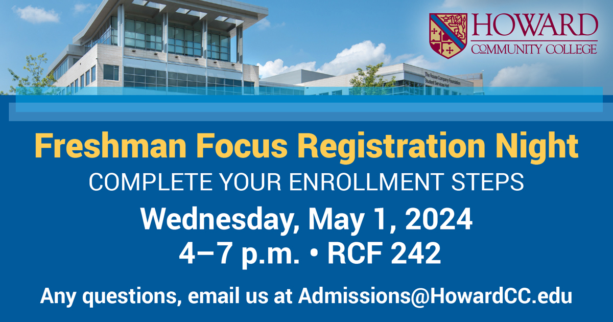 Welcome to #DragonCountry, @HCPSS seniors! We are just one week away from our Freshman Focus Registration Night! Take advantage of this opportunity to register for classes, discuss financial aid and more. 

➡️Register now: tinyurl.com/HowardCC-Fresh…