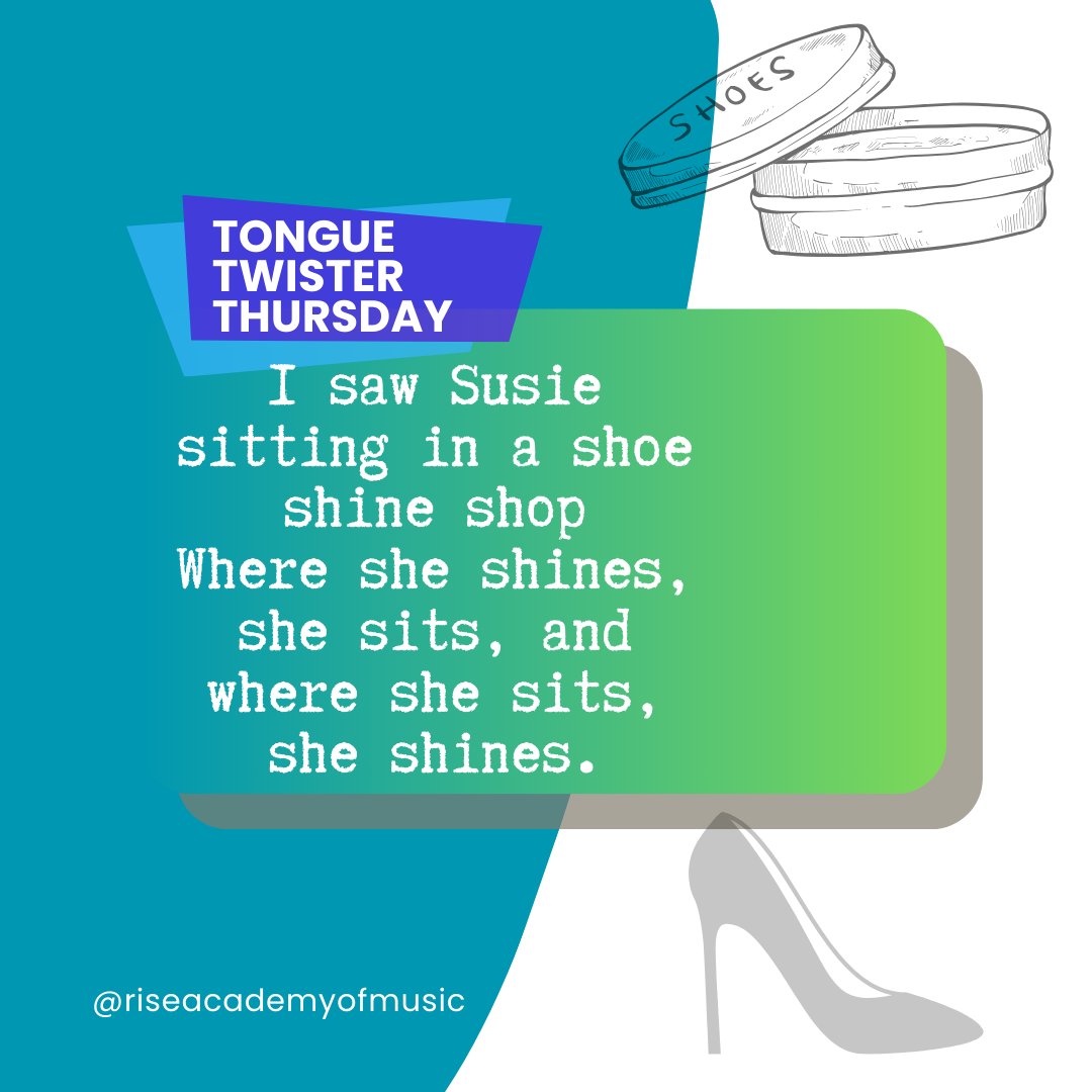 👟✨ Can you conquer this tongue twister challenge? 🌟 Susie's skillful shine in the shoe shine shop sparks a sensational statement! Say it five times fast, if you dare! 🎩💫 #TongueTwisterThursday #ShoeShineShenanigans