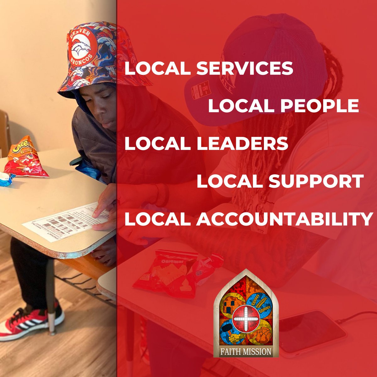 We are dedicated to serving our community by providing essential services, fostering local leadership, and offering compassionate support to those in need. Help us continue our mission by donating to our Faith Mission Cannery Center Capital Campaign at faithmission.us/#donate.