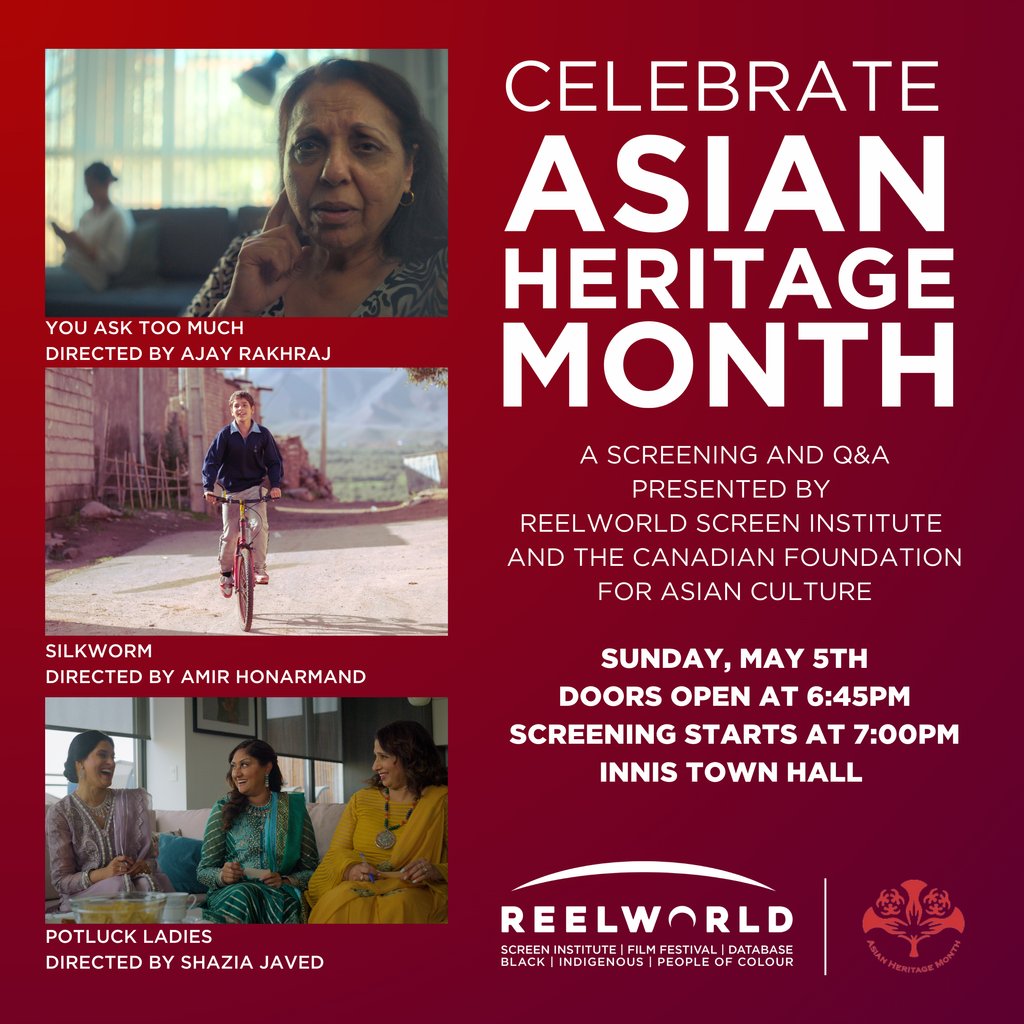 Celebrate #AsianHeritageMonth with us on May 5th at Innis Town Hall for a curated program about families across borders. Doors open at 6:45pm, and the screening starts at 7pm. Attendance is free, so join our guestlist: l8r.it/pzVU