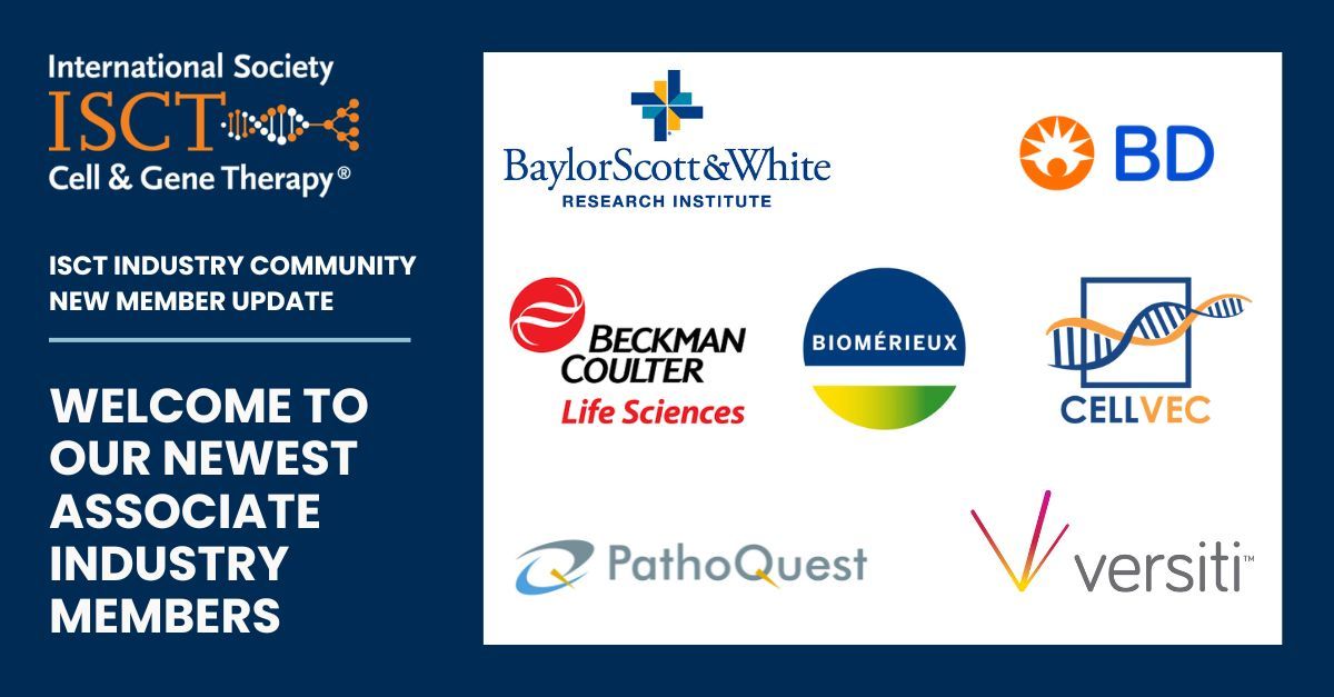 ISCT is excited to welcome the following Associate Members to our global ISCT Industry Community! Our newest members join a network of over 60 cell and gene companies working together to address bottlenecks in the commercialization pipeline. Learn more: buff.ly/3xD5Kcw