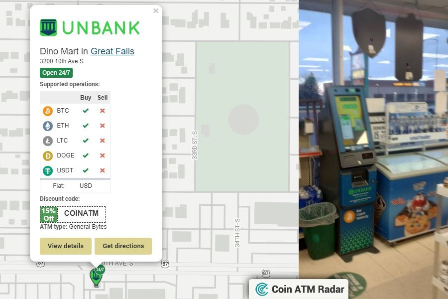 Check this out! New installed @generalbytes bitcoin ATM at Dino Mart in Great Falls 🇺🇸. Operated by @unbankworld. Supported coins: BTC, ETH, LTC, DOGE