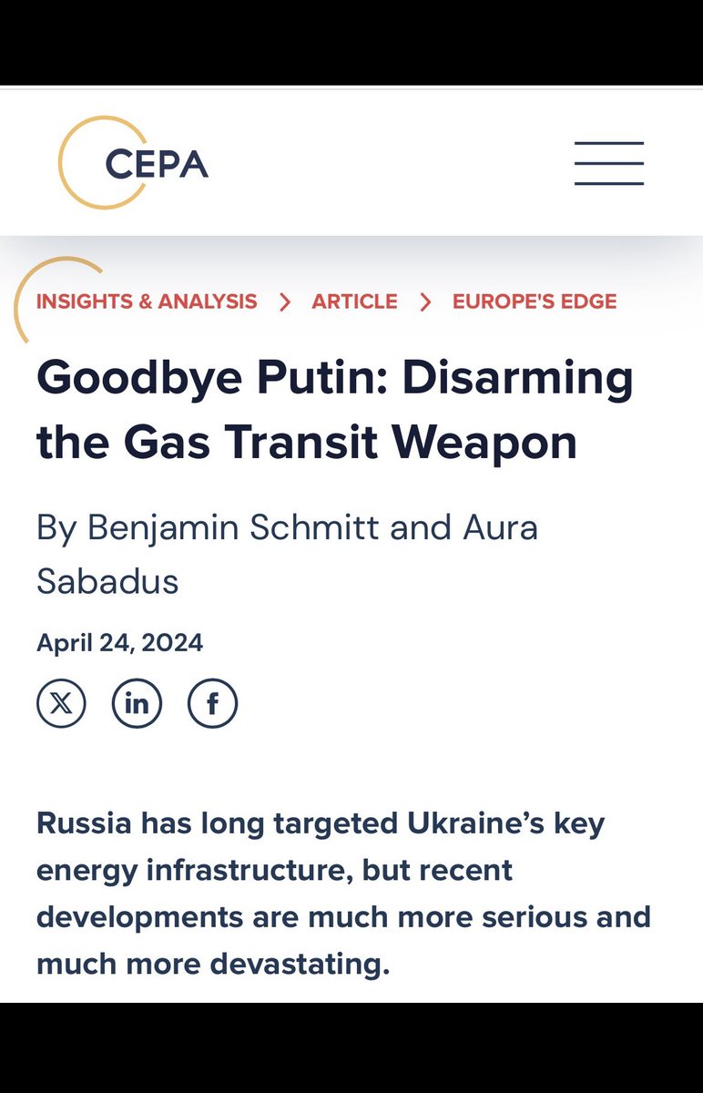 🇺🇸🇪🇺🇺🇦 JUST OUT: My latest with @ASabadus on what’s at stake for Ukraine’s sound policy push to finally end Russian gas transit via the country, technical & political hurdles that need to be overcome, and why the EU has to avoid a return to “energy business as usual” with Putin‼️