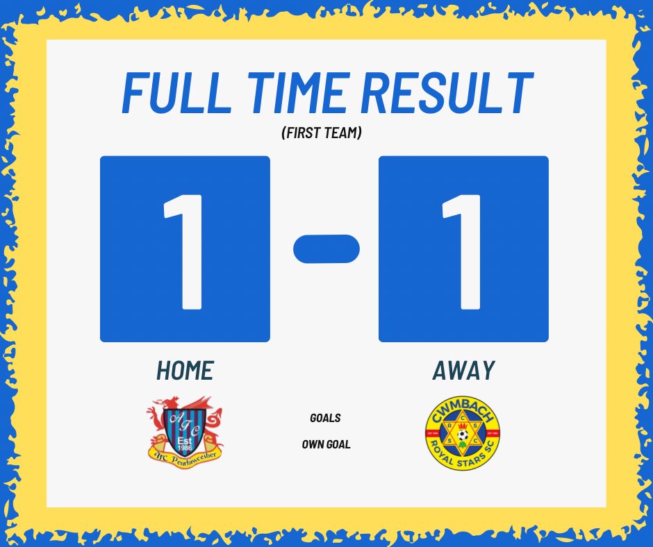 A late equaliser against AFC Penrhiwceiber is enough for us to gain promotion to the SW Alliance Championship! 🌟

Massive thanks to all the players, coaches, volunteers and sponsors for their efforts this season! Eyes turn to May 4th now for the league title 🏆

#UpTheStars 💛💙