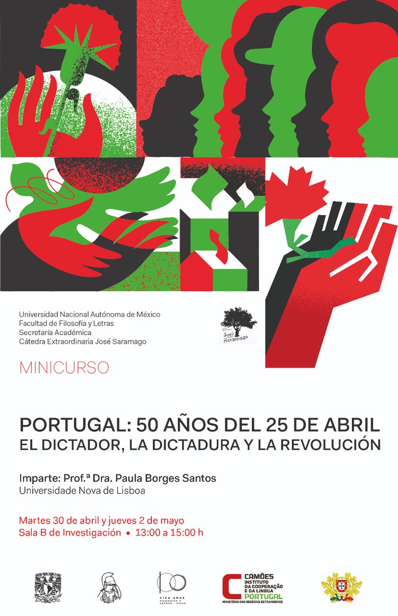 filos_unam's tweet photo. #Minicurso 
Portugal: 50 años del 25 de abril 
El dictador, la dictadura, y la revolución
📆Martes 30 de abril y 2 de mayo
📍Sala B Coordinación de Investigación FFYL https://t.co/nwzNQs0del