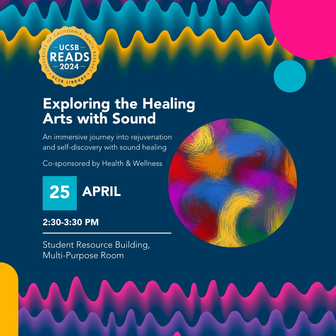 Join us and Health & Wellness at 2:30 PM tomorrow in SRB on an immersive journey into rejuvenation and self-discovery with sound healing. Details: library.ucsb.edu/events-exhibit… #UCSBLibrary #UCSB #UCSantaBarbara #UCSBReads