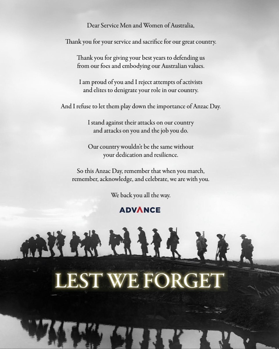 Dear Service Men and Women of Australia, Thank you for your service and sacrifice for our great country. Our Anzac Day ad today 👇