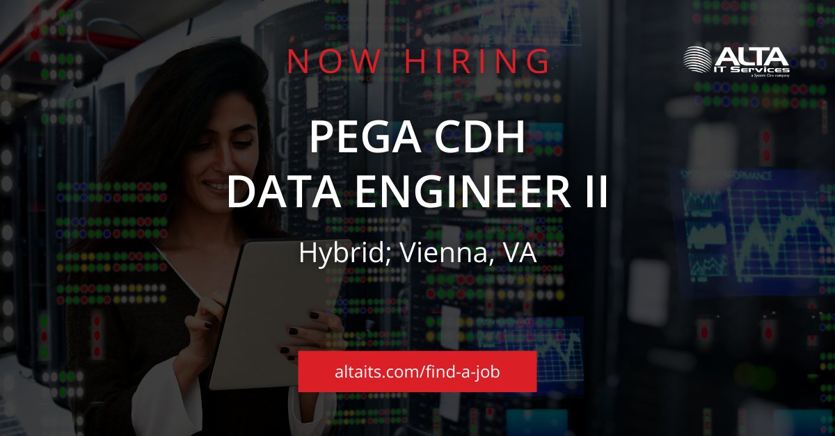 ALTA IT Services is #hiring a Pega CDH Data Engineer II for #hybrid work in Vienna, VA. 

Learn more and apply today: jobs.systemone.com/job/mid-level-…
#ALTAIT #DataPipelines #PegaDataFlow #ETL #API #Pega8x #Postgres #Cassandra #CloudEnvironment #Configuration #LoadBalancing #AutoScaling