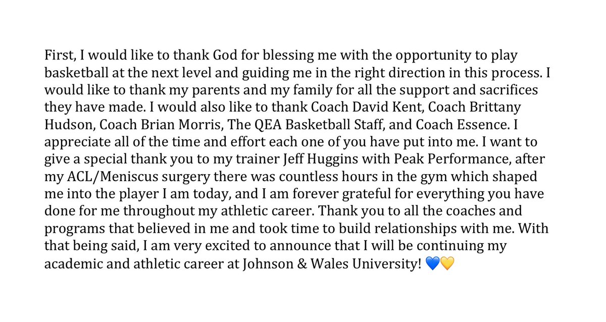 Committed 💙💛 @JWU_WBB