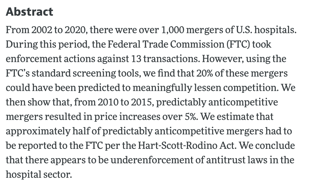 FTC should focus more on hospitals!