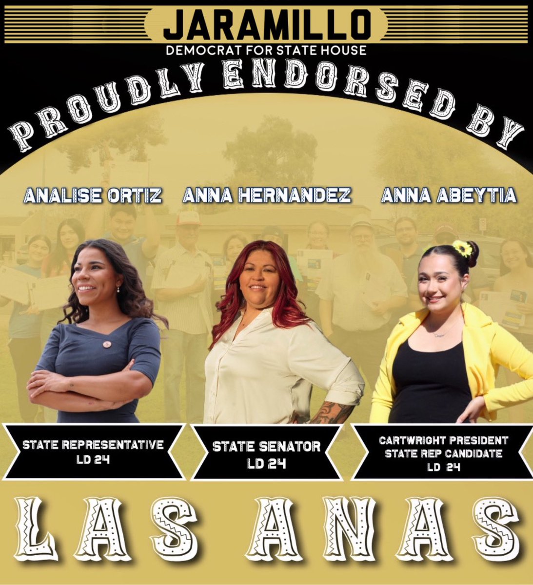 Our campaign has been officially endorsed by LD24’s Las Anas! Because of our shared commitment toward housing solutions, working families, pro-public education, and abortion access, LD24’s Las Anas proudly support our campaign for State House in LD24✊