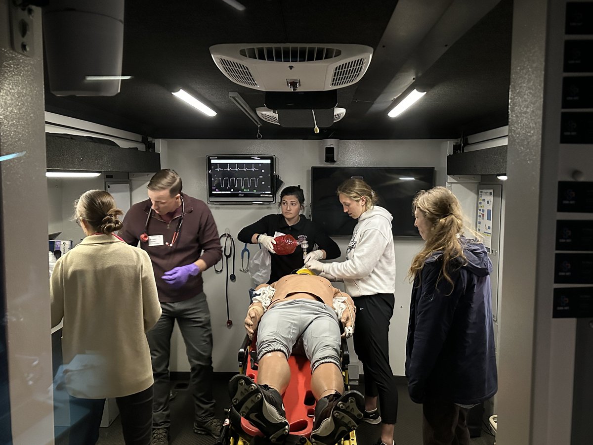 🚑 Training day at UMontana! Our sim trucks helped PT and nursing students tackle delirium, depression, and dementia. Future healthcare pros in action! #HealthcareEducation #SimulationInMotion