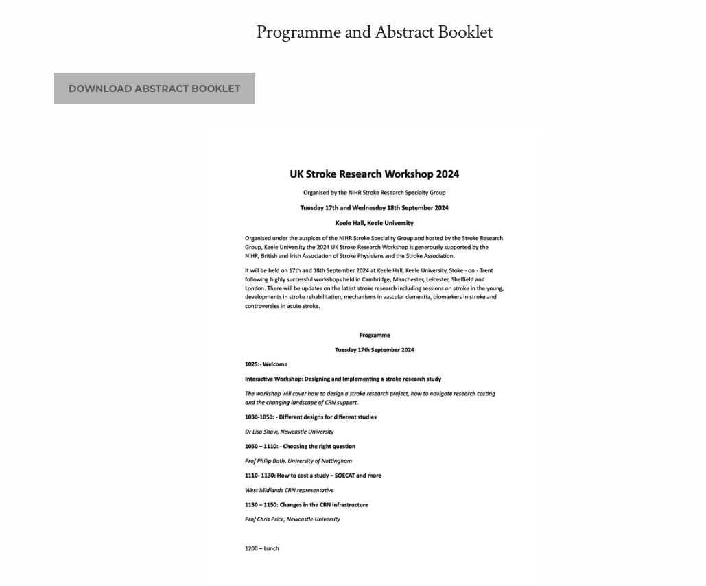 Are you excited as we are to see the programme for the UK Stroke Research Workshop 2024? Take a look at our programme on our website: strokeworkshop.uk
Don't forget to submit your abstracts by the 30th of June! Registration is now live.