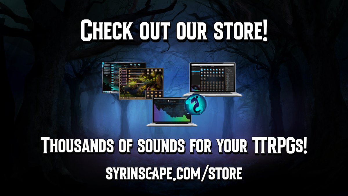 We have over a thousand officially licensed SoundSets for all of your favorite TTRPGs! 🔥 If you're thinking about purchasing a few SoundSets, you could save money by becoming a subscriber and unlocking our entire SoundSet library! 🔗: syrinscape.com/store/ #ttrpg #vtt