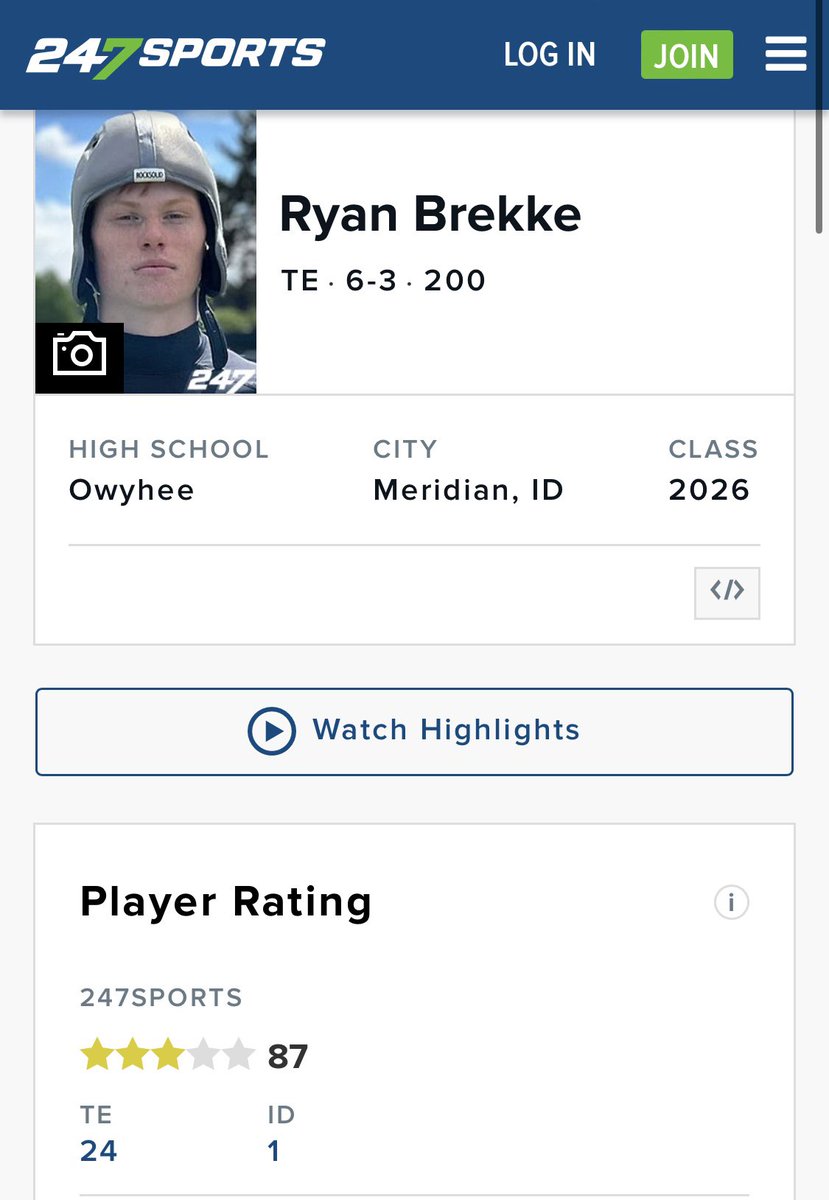 Blessed to be rated a 3⭐️ and being ranked as the 24th TE in the nation for the 2026 class! @BrandonHuffman @GregBiggins @OwyheeFB @Coach_Eck @MattLinehan_10 @2mattmiller @kyleyoung_BSU @IoaneNoQuestion @AztecRecruits @CoachDSage @CoachMohns @gnduff @DarrenUscher