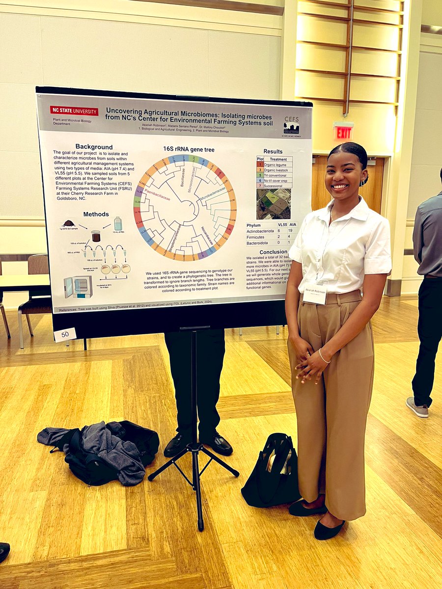 Congratulations to Akieliah for presenting her research isolating and genotyping soil microbes from @infoCEFS at the @NCState undergraduate research symposium! 🤩